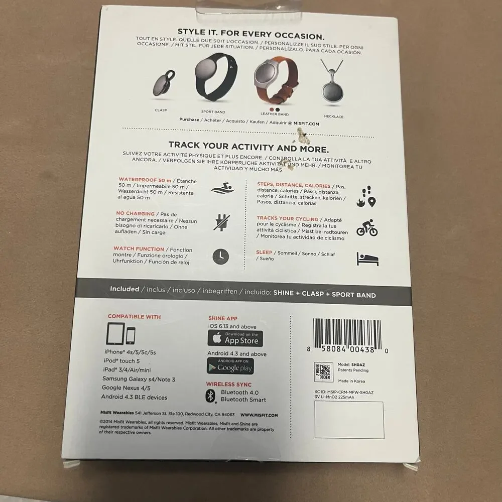 MISFIT Shine Fitness + Sleep Monitor Unisex Watch -Sealed/New in Box